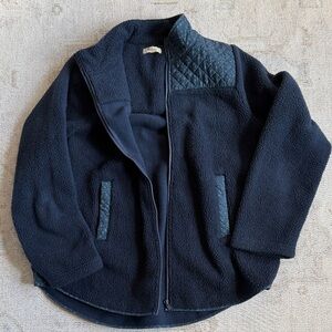 Madewell Navy Fleece Jacket with Quilted Details